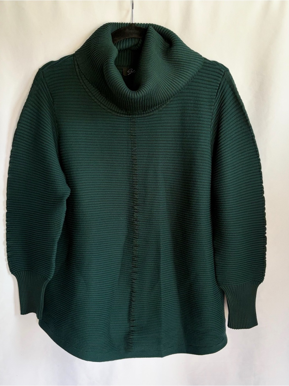 Lyn Emerald Green Ribbed Turtleneck Cowl Sweater Women Size 1X